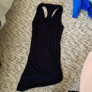 Helmut Lang black draped racer back tank dress